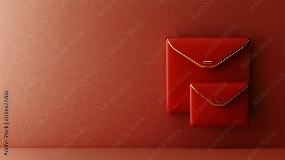 Poster vertically stacked red envelope display with clean gradient background and spacious text placeholder