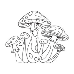 Simple educational game for kids. Vector illustration of the fairytale mushroom house for coloring book