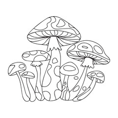 Simple educational game for kids. Vector illustration of the fairytale mushroom house for coloring book