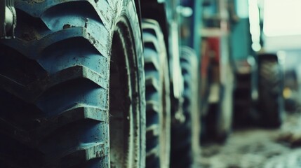 Tractors in a Barn with Pastel Lighting