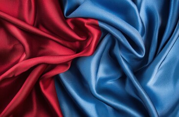 Red and Blue Satin Fabric Textures with Soft Draped Appearance