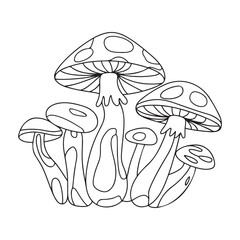 Simple educational game for kids. Vector illustration of the fairytale mushroom house for coloring book
