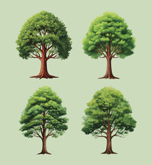 watercolor style tree set