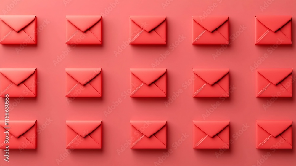 Poster elegant 3d of red envelopes arranged on a sleek gradient background with a central text placeholder 