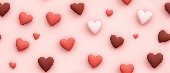 Valentine's Day minimalist heart patterns concept. Colorful hearts on a pink background, perfect for romantic themes and celebrations.