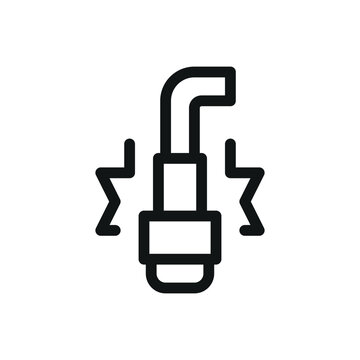 Ignition electrode isolated icon, ignition electrodes for gas boiler vector symbol with editable stroke