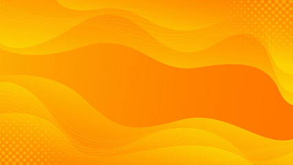 Orange smooth gradient background with halftones. Abstract wave dynamic wallpaper. Suitable for templates, sales banners, business, ads, events, web and pages