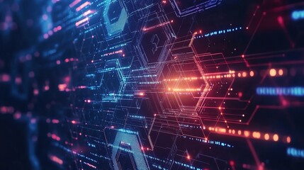 Fototapeta premium Abstract Technology Background with Hexagons and Digital Patterns