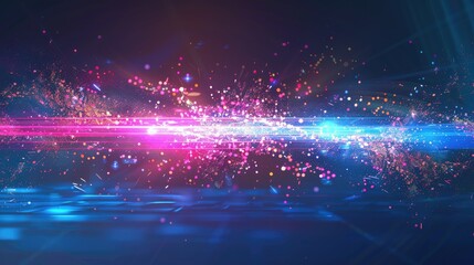 Obraz premium A vibrant abstract background with colorful light streaks and particles.
