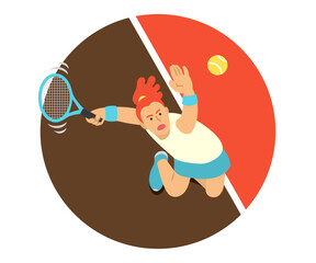 Smashing women tennis player