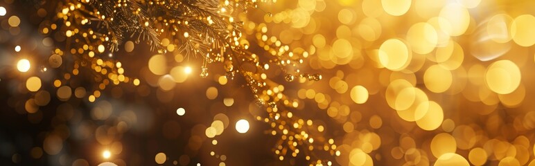 Fototapeta premium Golden Lights, Festive Sparkle
