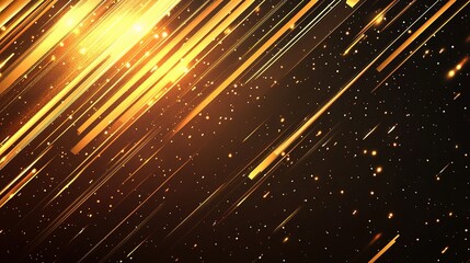 Fototapeta premium Golden Abstract Lines: A mesmerizing abstract background with diagonal golden lines and sparkling particles, evoking a sense of energy, movement, and luxury. 