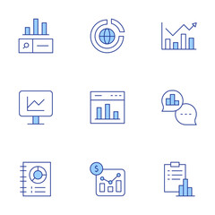 Analytics icons set. Line Duotone style, editable stroke. analytics, data analytics, graph, data, statistics