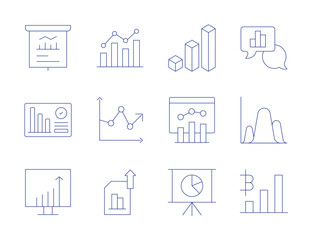 Analytics icons. Thin Line style, editable stroke. analytics, analysis, analytic, presentation, report, traffic