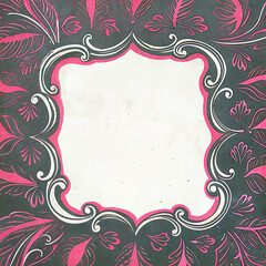 Elegant decorative frame with floral patterns and copy space on dark background