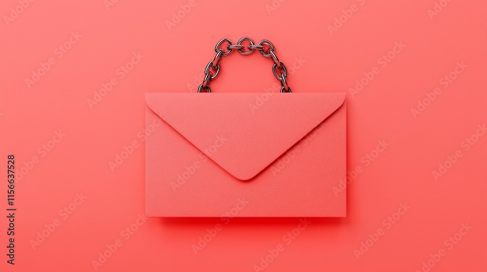 Poster minimalist red envelope stack with balanced shadowing and clean text zone for elegant 3d design grap