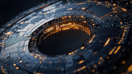 Obraz premium Abstract Half Circle Technology Circuit Board Illustration Concept