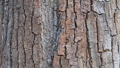 Obraz premium close-up of teak tree bark with deep cracks, rough texture, and natural weathering patterns for forestry, material design, and nature backgrounds 