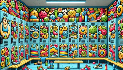 Fototapeta premium Sports Locker Room Doodle