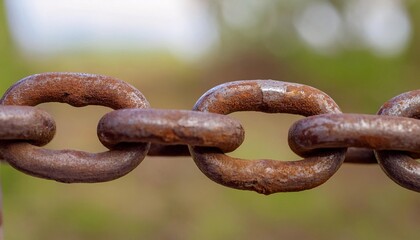 Fototapeta premium close-up of a rusted metal chain with alternating corroded and intact links for industrial or vintage design themes 