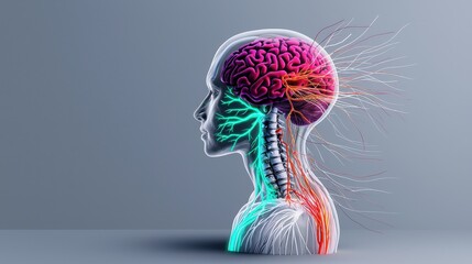 Human Nervous System Brain Anatomy 3D Medical Illustration