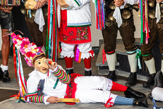 The "Bufon", mask of the traditional Ladin Carnival. South Tyrol, Italy
