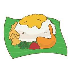 Hand drawn vector illustration of nasi uduk indonesian traditional food