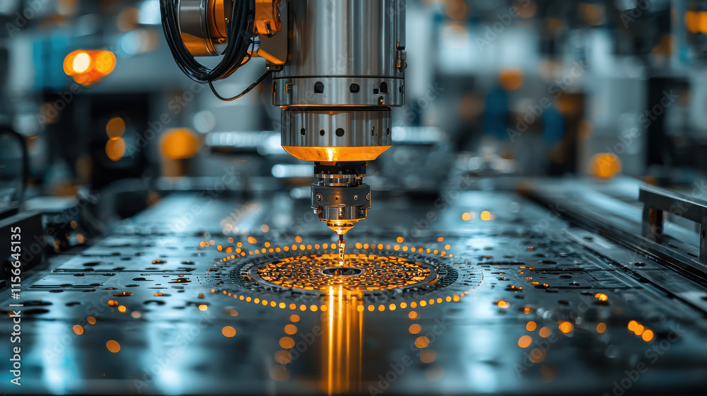 Aufkleber close up of robotic arm in manufacturing plant, showcasing precision and technology in action. intricate details highlight advanced machinery and its capabilities