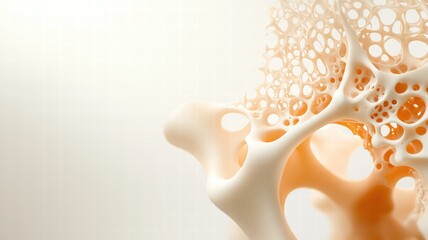 3D illustration of human bone structure highlighting calcium deposits and collagen fibers in anatomical cross-section
