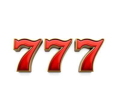 number "777".Lucky seven slot machine font.
