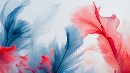 Obraz premium Abstract watercolor artwork featuring vibrant red and blue hues with soft blending in the background