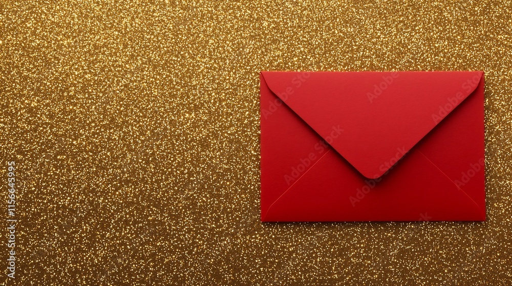 Poster elegant red envelope with dynamic festive design elements clean gold background and open text field 