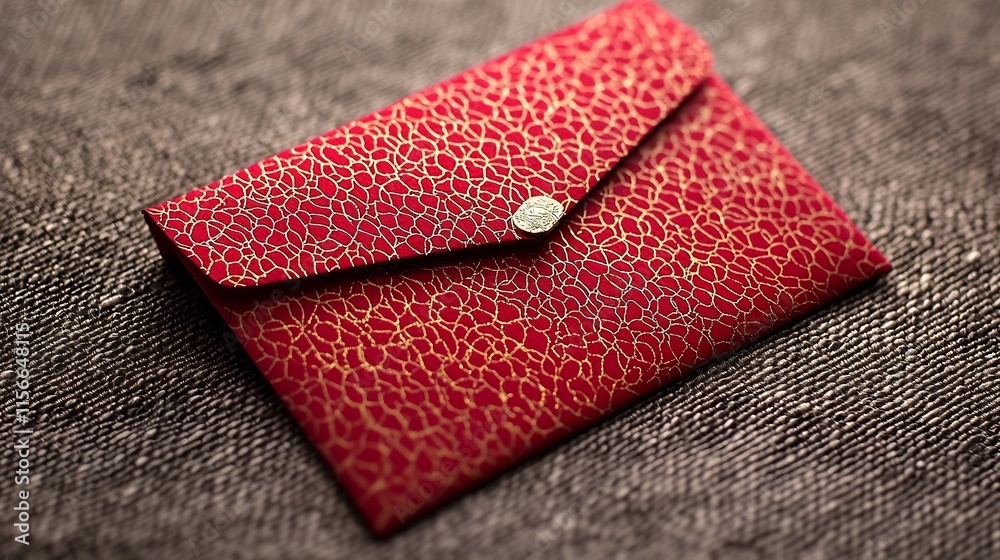 Poster stylish 3d of red envelopes adorned with intricate golden patterns creating a modern and festive app