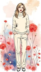 Fototapeta premium Elegant in Ivory Knitwear
