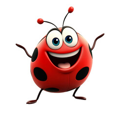 Happy cartoon ladybug with big eyes and cheerful expression