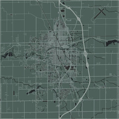 Fototapeta premium Map of Kokomo in Indiana in a smooth dark style. Contains layered vector with roads water, parks, etc.