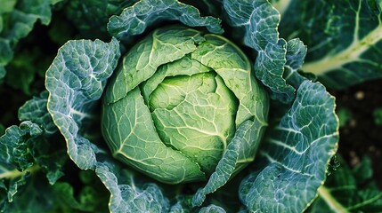 Fototapeta premium Vibrant Green Cabbage: Fresh from the Garden