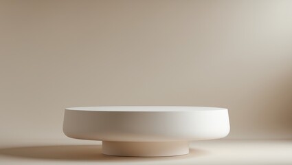 a close up of a white pedestal on a beige background