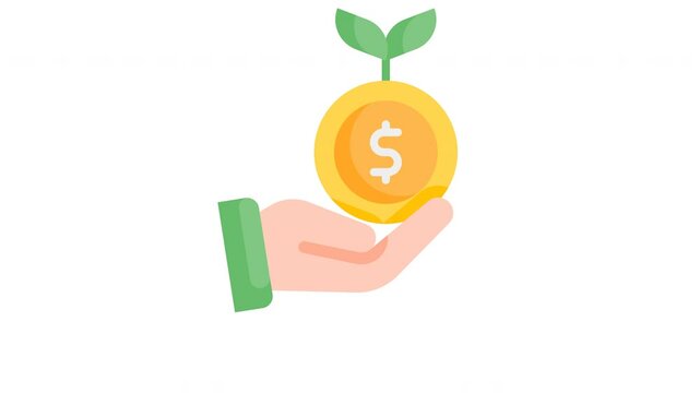 Animated Investment icon in flat style, suitable for banking, financial, money management, investment and budgeting illustration concepts.
