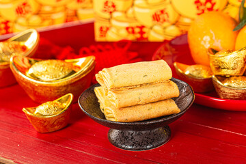 Egg roll ，A Chinese snack: Chicken rolls biscuits