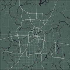 Map of Kansas City in Kansas in a smooth dark style. Contains layered vector with roads water, parks, etc.