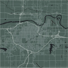Obraz premium Map of Topeka in Kansas in a smooth dark style. Contains layered vector with roads water, parks, etc.