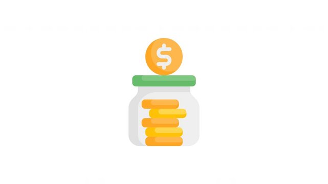 Animated Money Saving icon in flat style, suitable for banking, financial, money management, investment and budgeting illustration concepts.