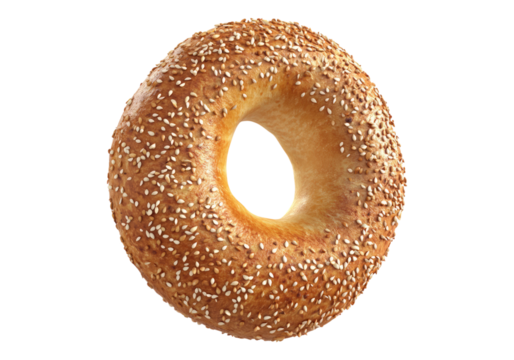 Bread bagel donut with sesame seeds. Transparent background .Isolated PNG