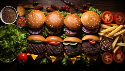 Summer BBQ or picnic food double border. 