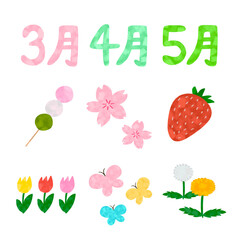 手描き　春のイラストセット