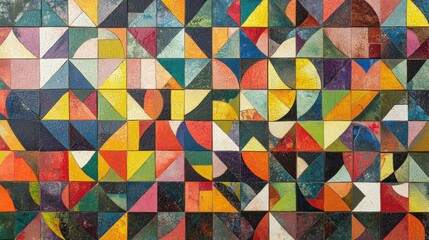 Fototapeta premium Colorful geometric abstract art tile mosaic.
