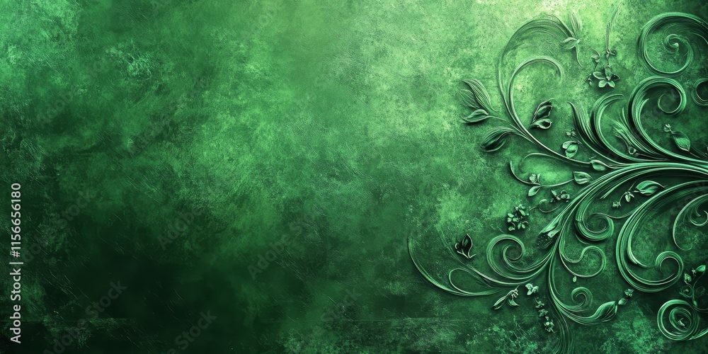 Poster A background featuring a green wallpaper design that is abstract in nature, characterized by its artistic and non representational green patterns.