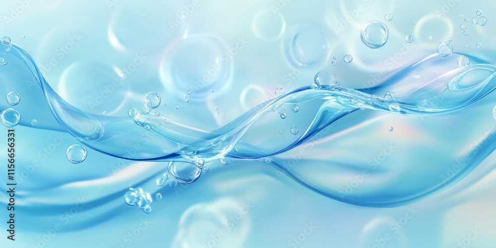 Poster a smooth blue backdrop featuring bubbles and the gentle movement of water ripples creates a serene a
