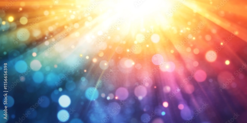 Poster Abstract blurred background featuring a bright aura with sparkling ray flare light effects. This stunning abstract blurred presentation enhances visual appeal with its radiant aura and light sparkles.